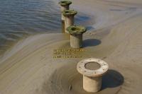 stumps of columns of brunlees Wampool viaduct solway junction railway cumbria april 2008 avril copyright free photo royalty free photo