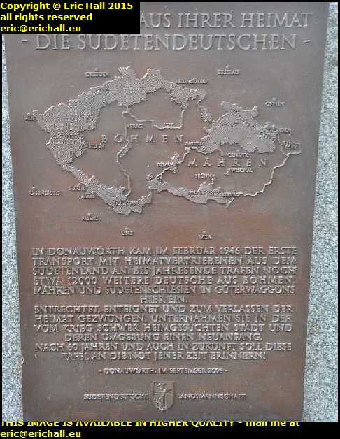 plaque for sudeten germans donauwurth germany may 2015