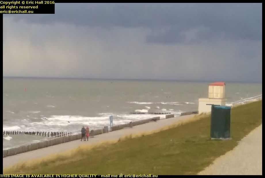 heavy storm clouds north sea zouteland netherlands