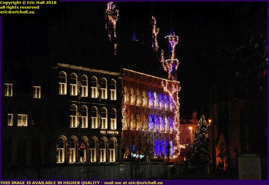 night  town hall stadhuis christmas lights leuven louvain belgium