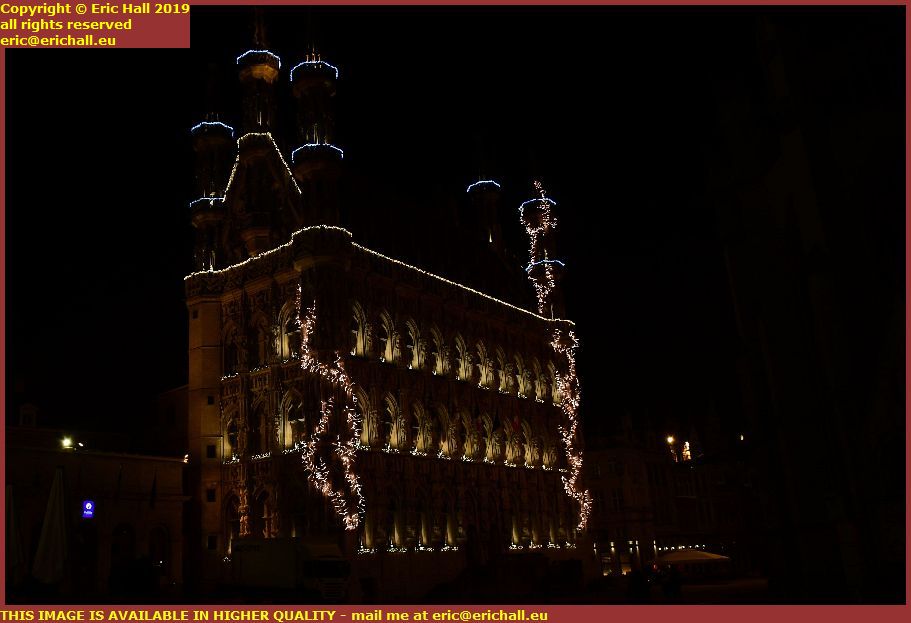 christmas lights town hall grote markt leuven belgium