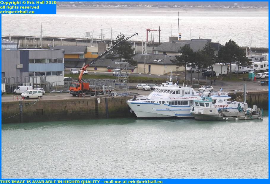 mobile crane scaffolding joly france la grande ancre port de granville harbour manche normandy france eric hall