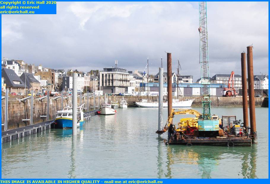 new pontoon pillars rue du port de granville harbour manche normandy france eric hall