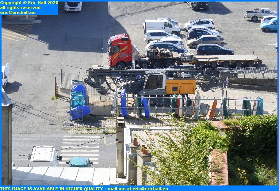 heavy machinery rue du port de granville harbour manche normandy france eric hall