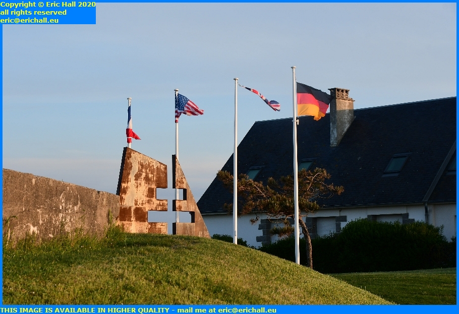 uk flag disintegrating war memorial pointe du roc granville manche normandy france eric hall