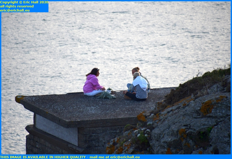 kids picnicking on concrete roof atlantic wall granville manche normandy france eric hall