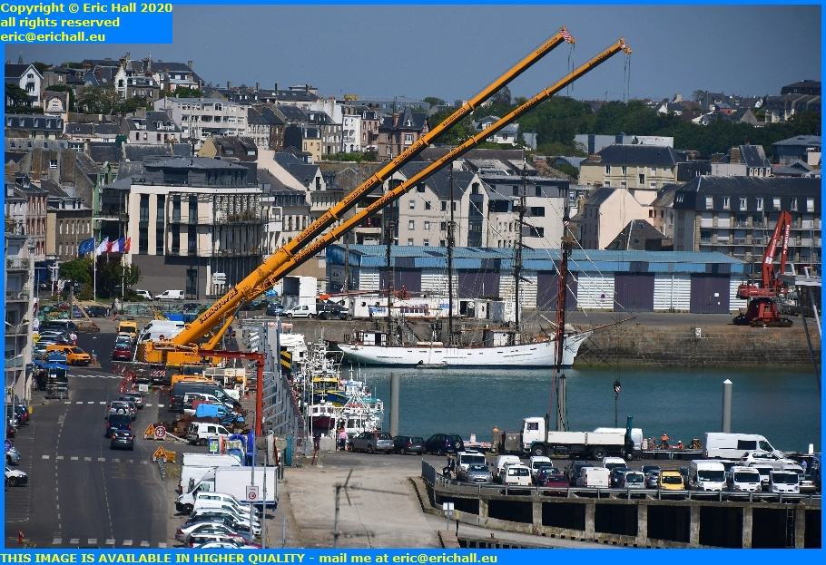 giant cranes rue du port de granville harbour manche normandy france eric hall