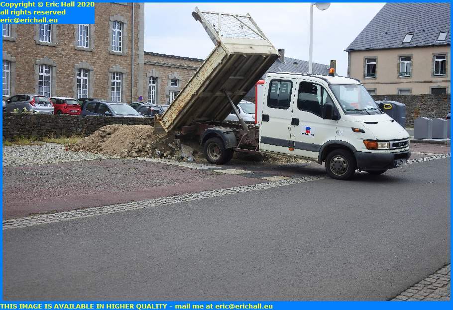 lorry tipping rubble place d'armes granville manche normandy france eric hall
