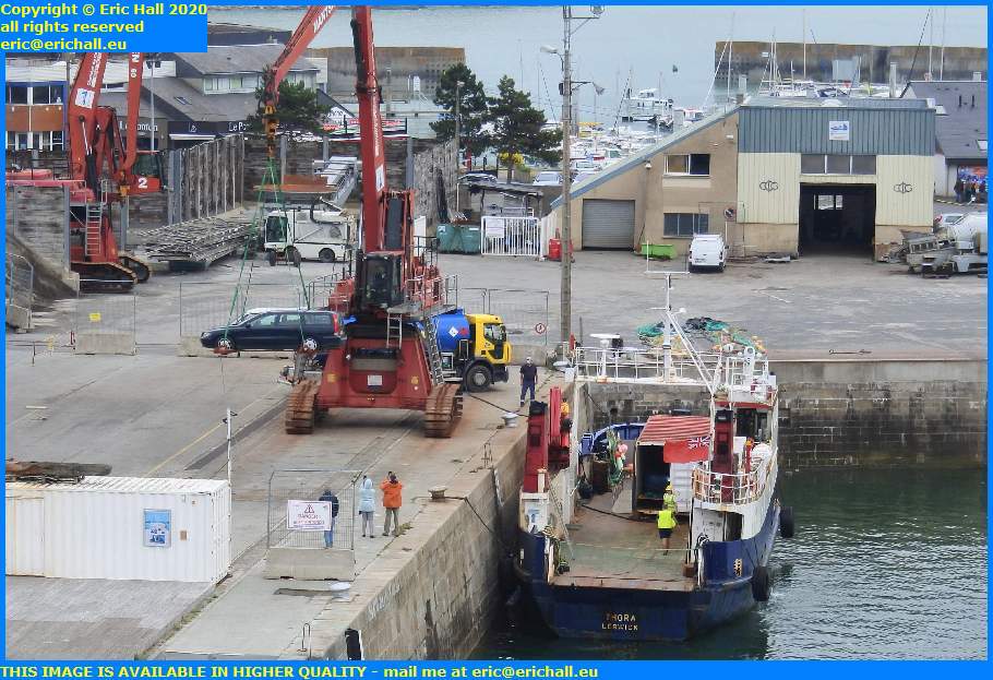 thora unloading car port de granville harbour manche normandy france eric hall