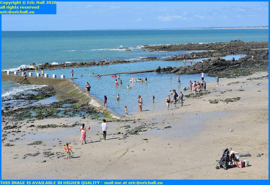 crowds in tidal swimming pool plat gousset granville manche normandy france eric hall