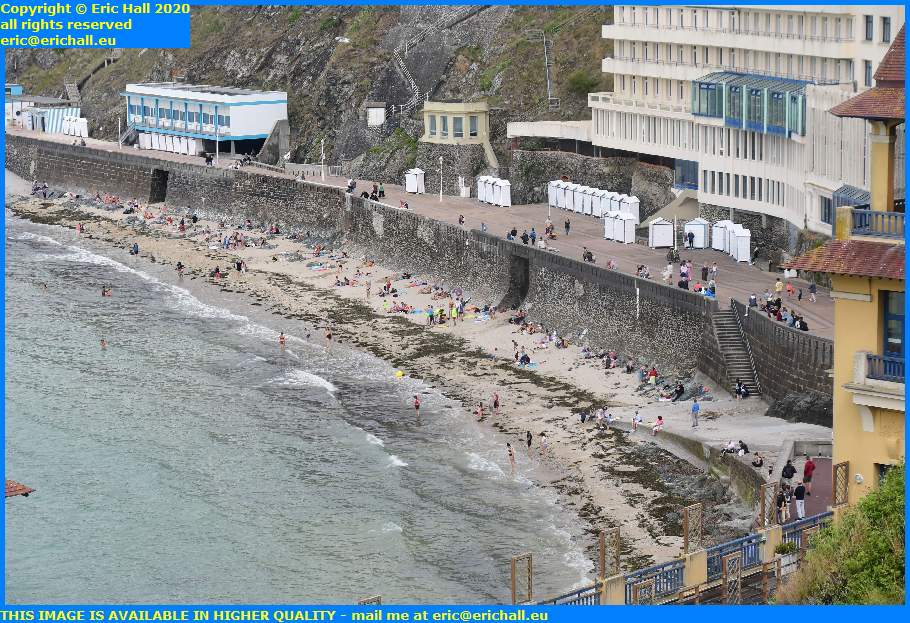 crowds on beach plat gousset granville manche normandy france eric hall