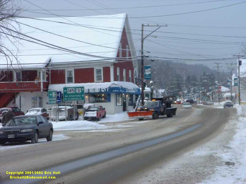 Colebrook New Hampshire Main Street in the snow