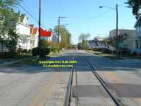 New Bern rail track runs down the middle of the street