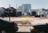 Atlantic City New Jersey Taj mahal and Showboat casinos viewed through the poverty dereliction and demolition copyright free photo royalty free photo