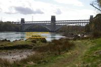 britannia bridge menai strait bangor anglesey ynys mon north wales april 2008 avril copyright free photo royalty free photo