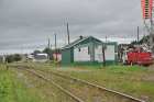 old railway line station harbour sighting board portneuf quebec canada september 2013