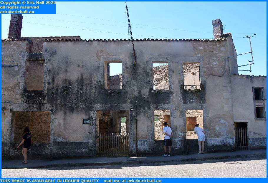 burnt out offices of the dentist M Regnier oradour sur glane 87520 haute vienne france eric hall