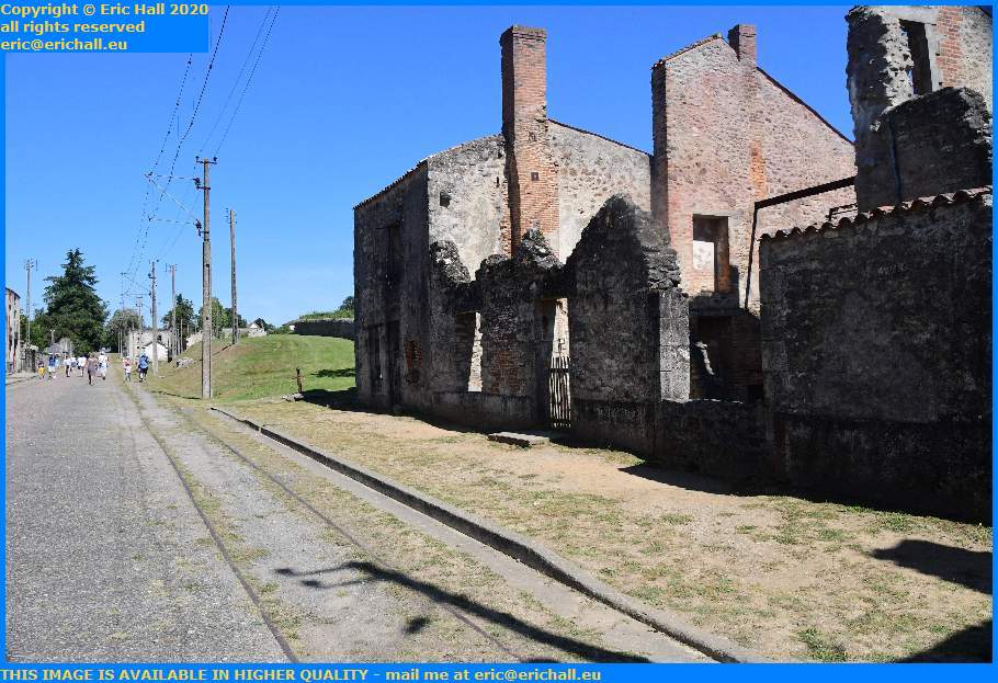 tramway and burnt out houses on the road to javerdat oradour sur glane 87520 haute vienne france eric hall