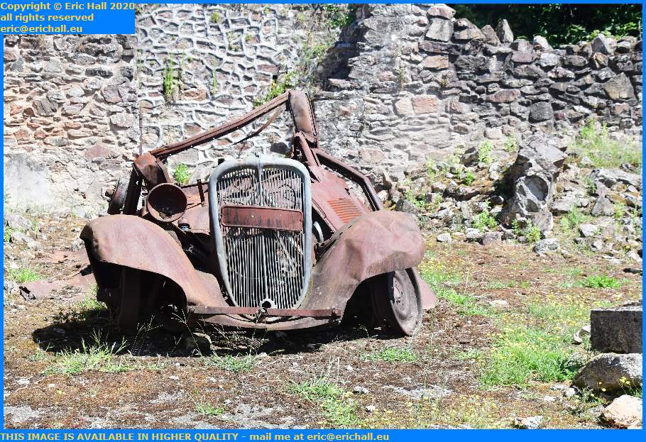 burnt out car maybe a citroen b14 road to javerdat oradour sur glane 87520 haute vienne france eric hall