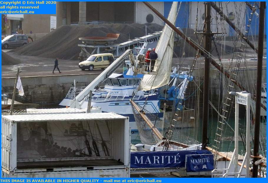 repairing sails marite port de Granville harbour Manche Normandy France Eric Hall