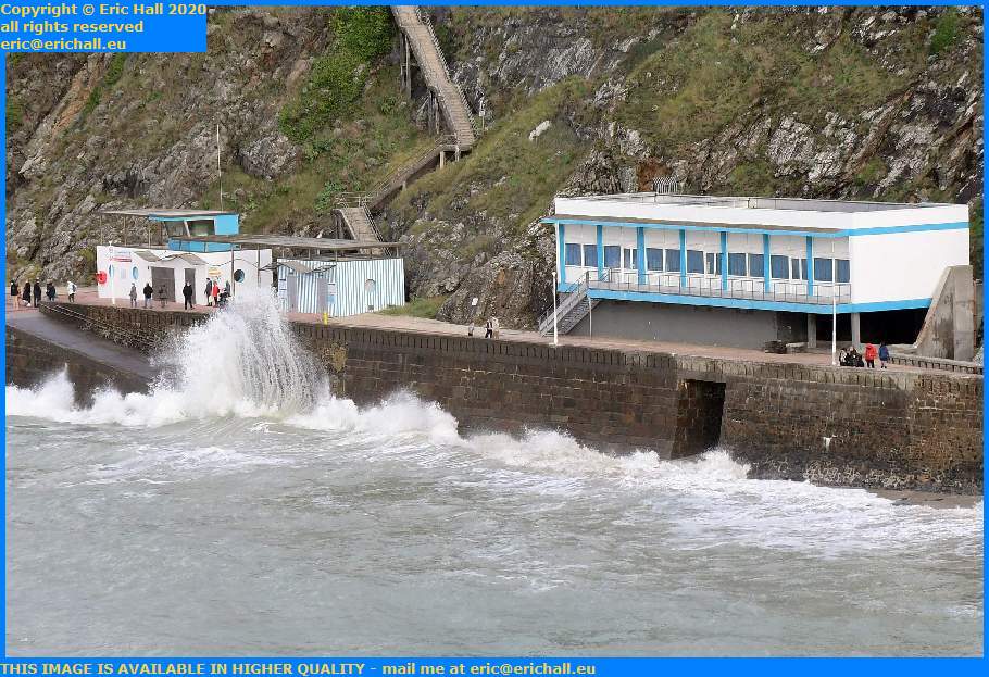 waves on promenade plat gousset Granville Manche Normandy France Eric Hall