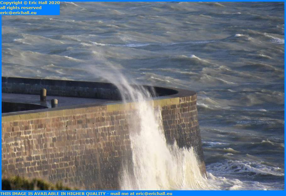 storm high winds sea wall port de Granville harbour Manche Normandy France Eric Hall