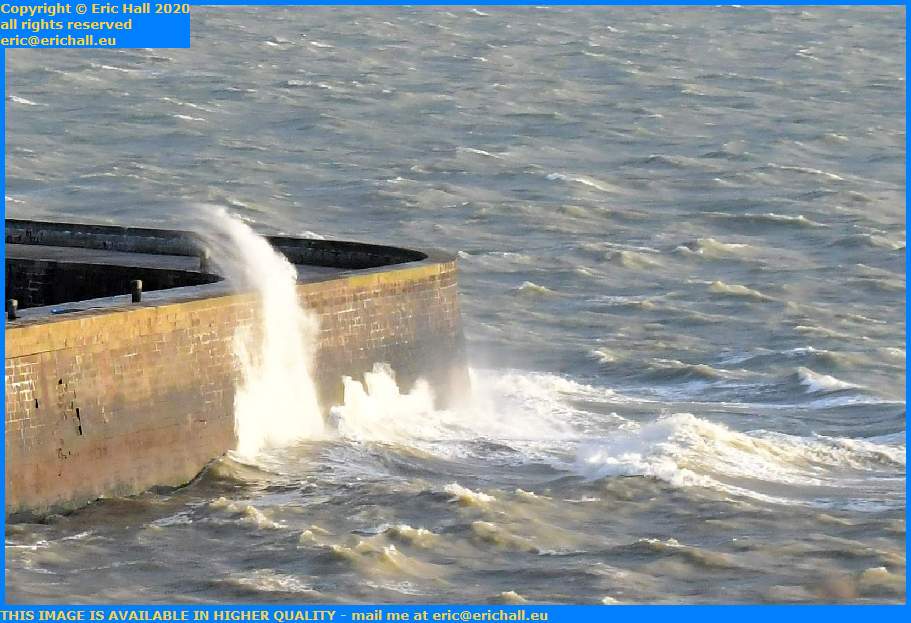 storm high winds sea wall port de Granville harbour Manche Normandy France Eric Hall