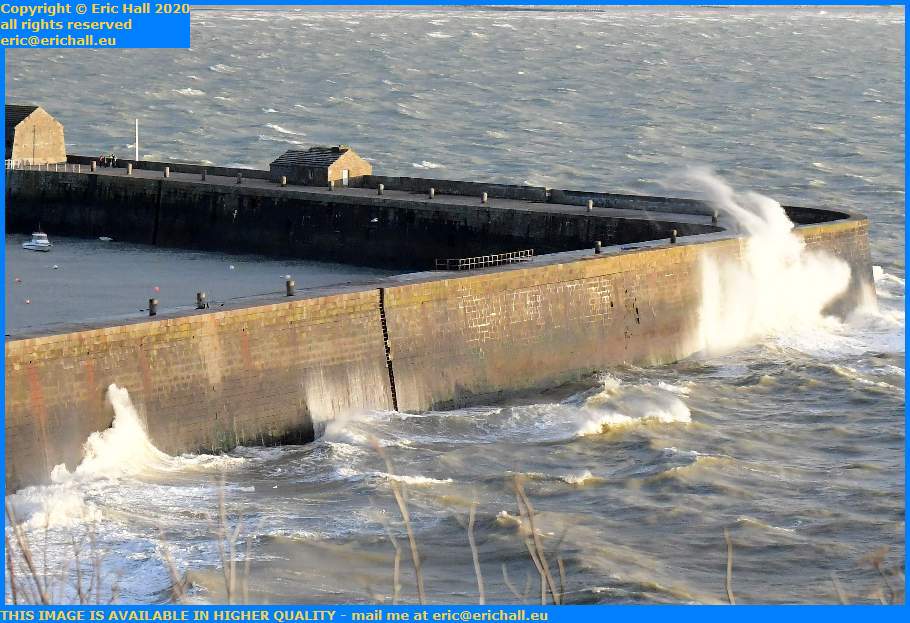 storm high winds sea wall port de Granville harbour Manche Normandy France Eric Hall
