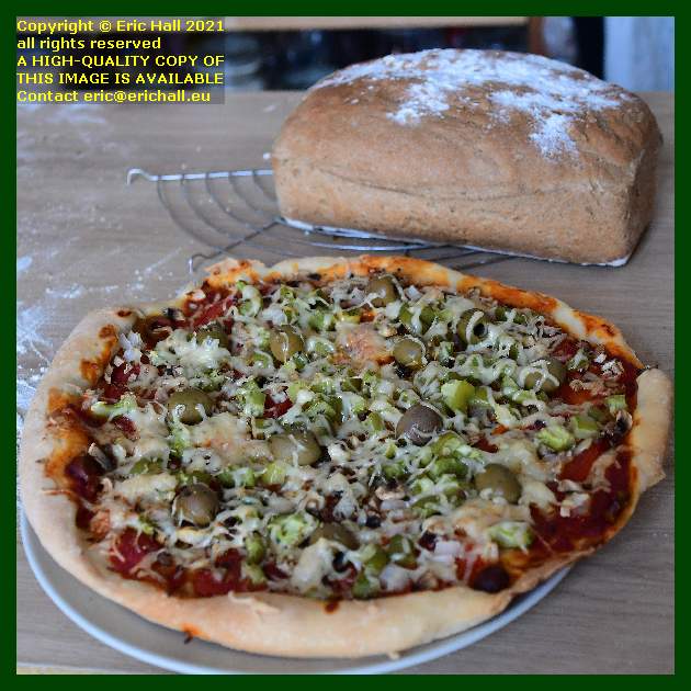 home made bread vegan pizza  Granville Manche Normandy france photo Eric Hall august 2021