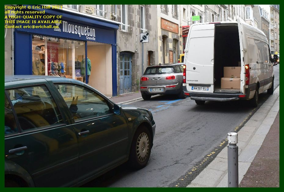 delivery van unloading rue couraye granville Manche Normandy France photo Eric Hall September 2021