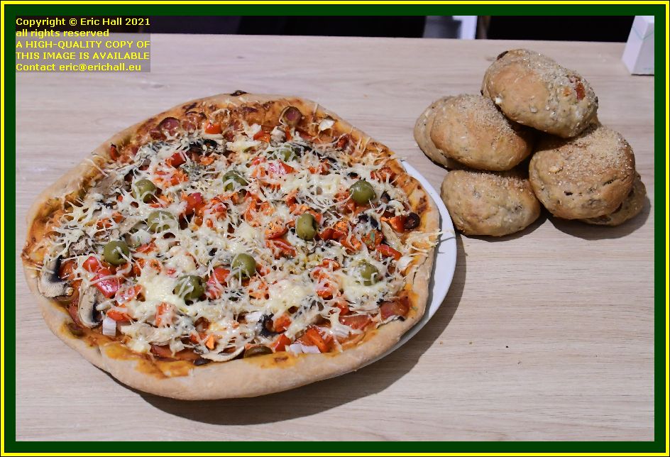 vegan pizza fruit buns place d'armes Granville Manche Normandy France Eric Hall photo October 2021