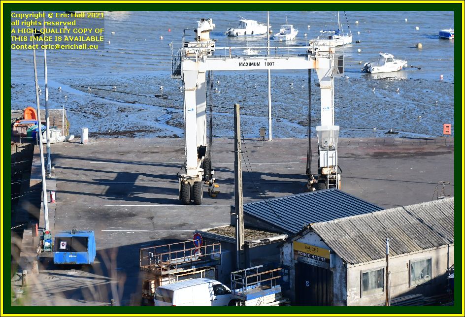 portable boat lift chantier naval port de Granville harbour Manche Normandy France Eric Hall photo October 2021