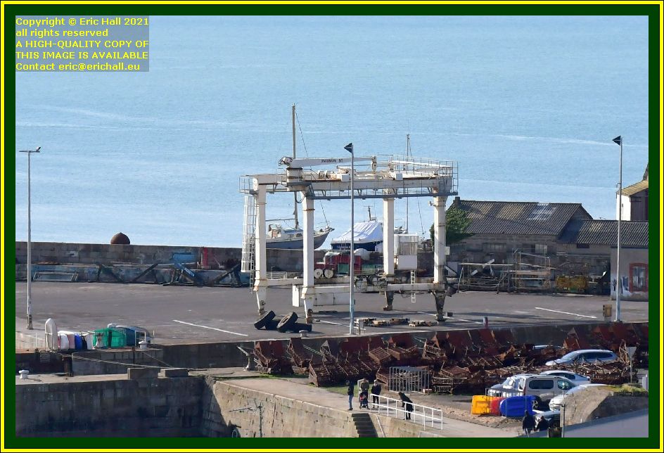 portable boat lift under repair port de Granville harbour Manche Normandy France photo Eric Hall november 2021