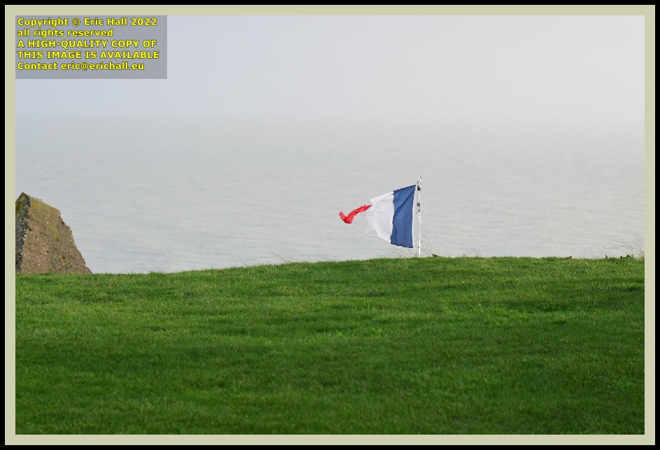 french flag seafarers memorial pointe du roc Granville Manche Normandy France photo Eric Hall january 2022