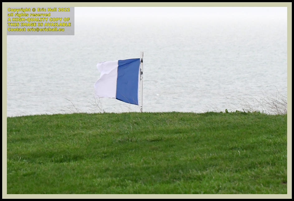 french flag seafarers memorial pointe du roc Granville Manche Normandy France photo Eric Hall january 2022
