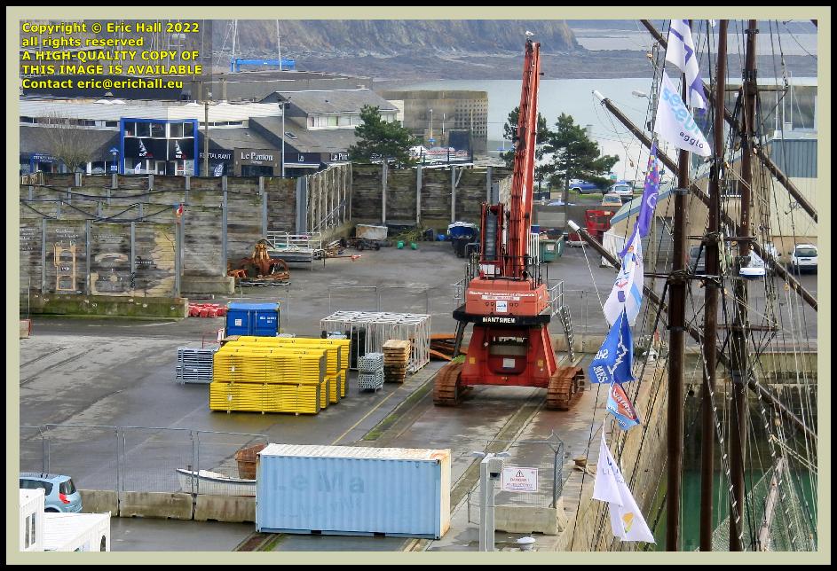 building material quayside port de Granville harbour Manche Normandy france photo Eric Hall january 2022