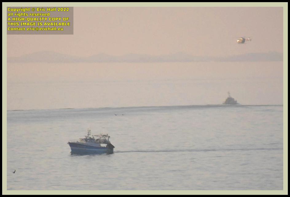 trawler patrol boat helicopter baie de Granville Manche Normandy france photo Eric Hall january 2022