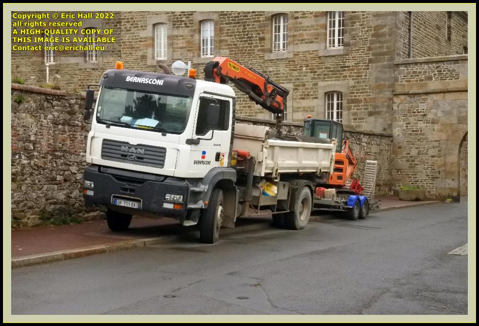 lorry with trailer digger porte st jean Granville Manche Normandy France photo Eric Hall march 2022