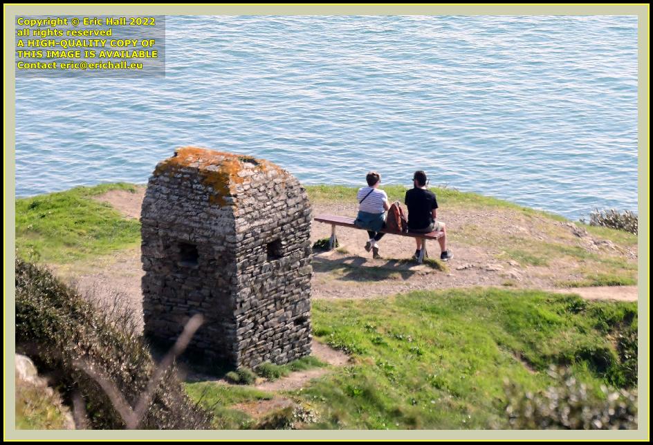 cabanon vauban people on bench pointe du roc Granville Manche Normandy France Eric Hall photo March 2022