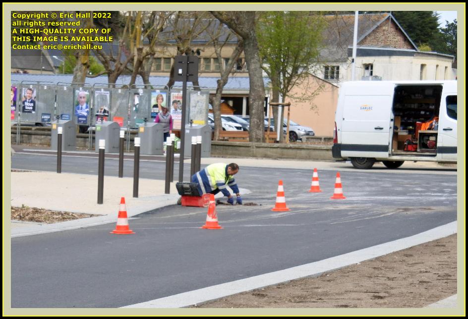 digging up road rue du boscq Granville Manche Normandy France photo Eric Hall april 2022
