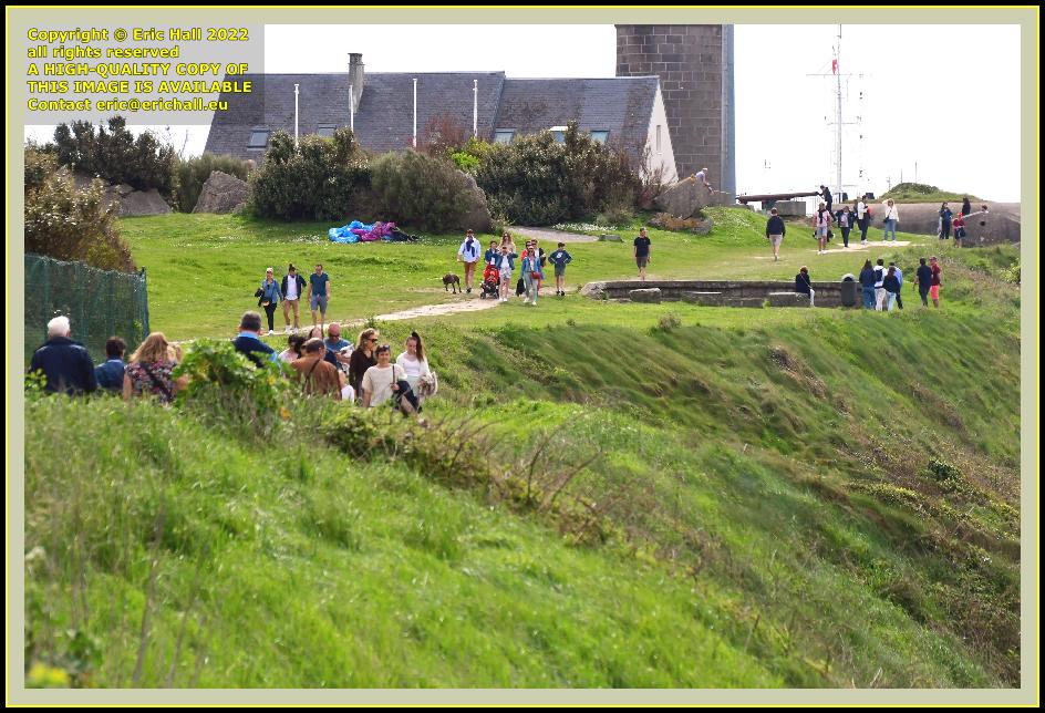 hang glider people on path pointe du roc Granville Manche Normandy France photo Eric Hall april 2022