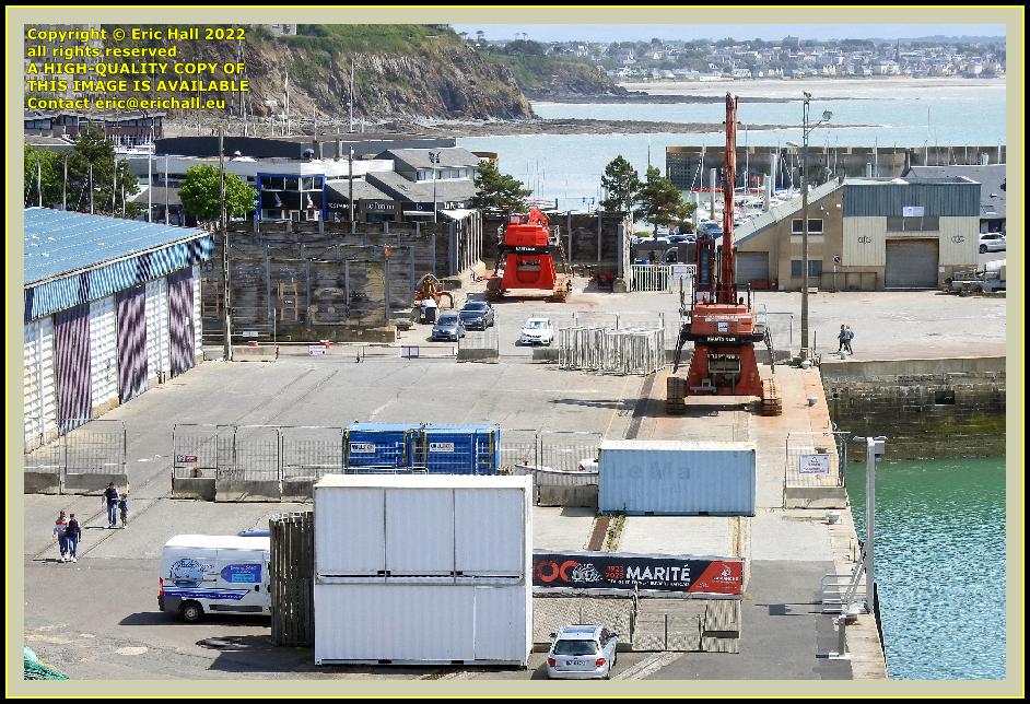 cranes freight on quayside port de Granville harbour Manche Normandy France Eric Hall photo May 2022
