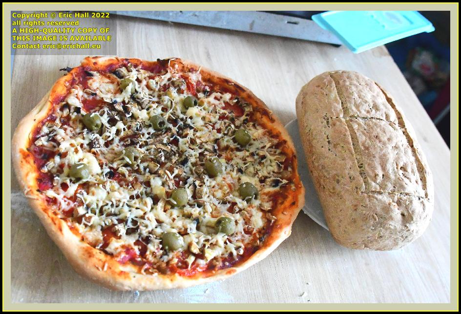 home made bread vegan pizza place d'armes Granville Manche Normandy France Eric Hall photo June 2022