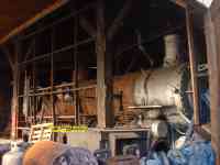 Steam train undergoing restoration Cumbres and Toltec Railway Chama New Mexico