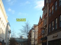 Covent Garden London England aeroplane airplane over flight James Street January 2007 copyright free photo royalty free photo